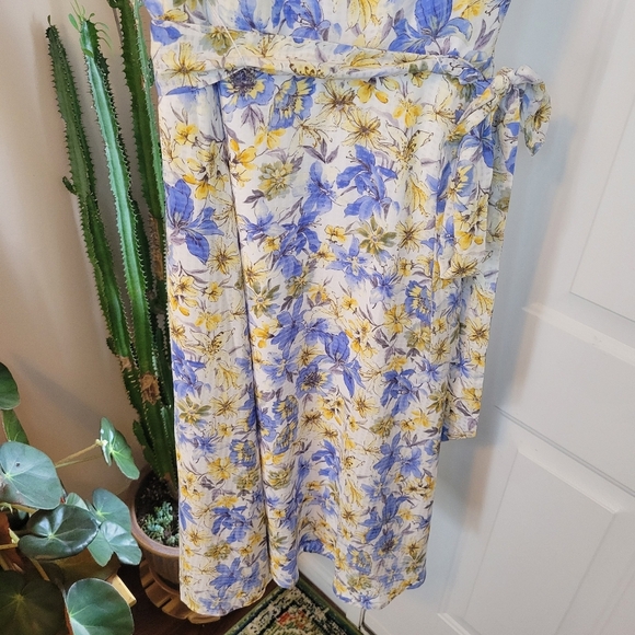 NWT R & K Blue Watercolor Floral Sleeveless Spring/Summer Dress, Size 16 - Picture 5 of 11